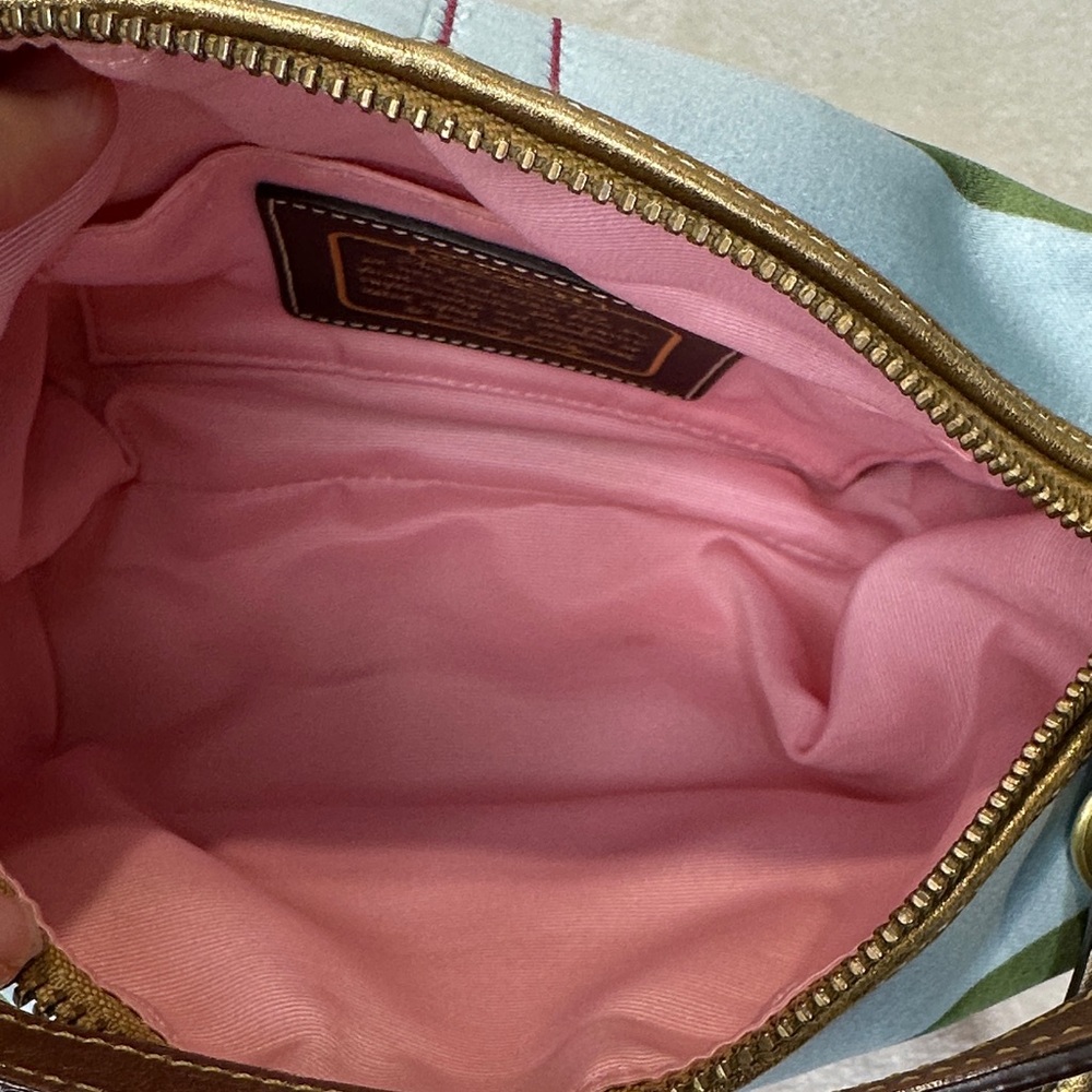 Coach Legacy Stripe Kiss Lock Pocket Zipper Hobo Handbag (RARE) (Mini Size) - Picture 12 of 15